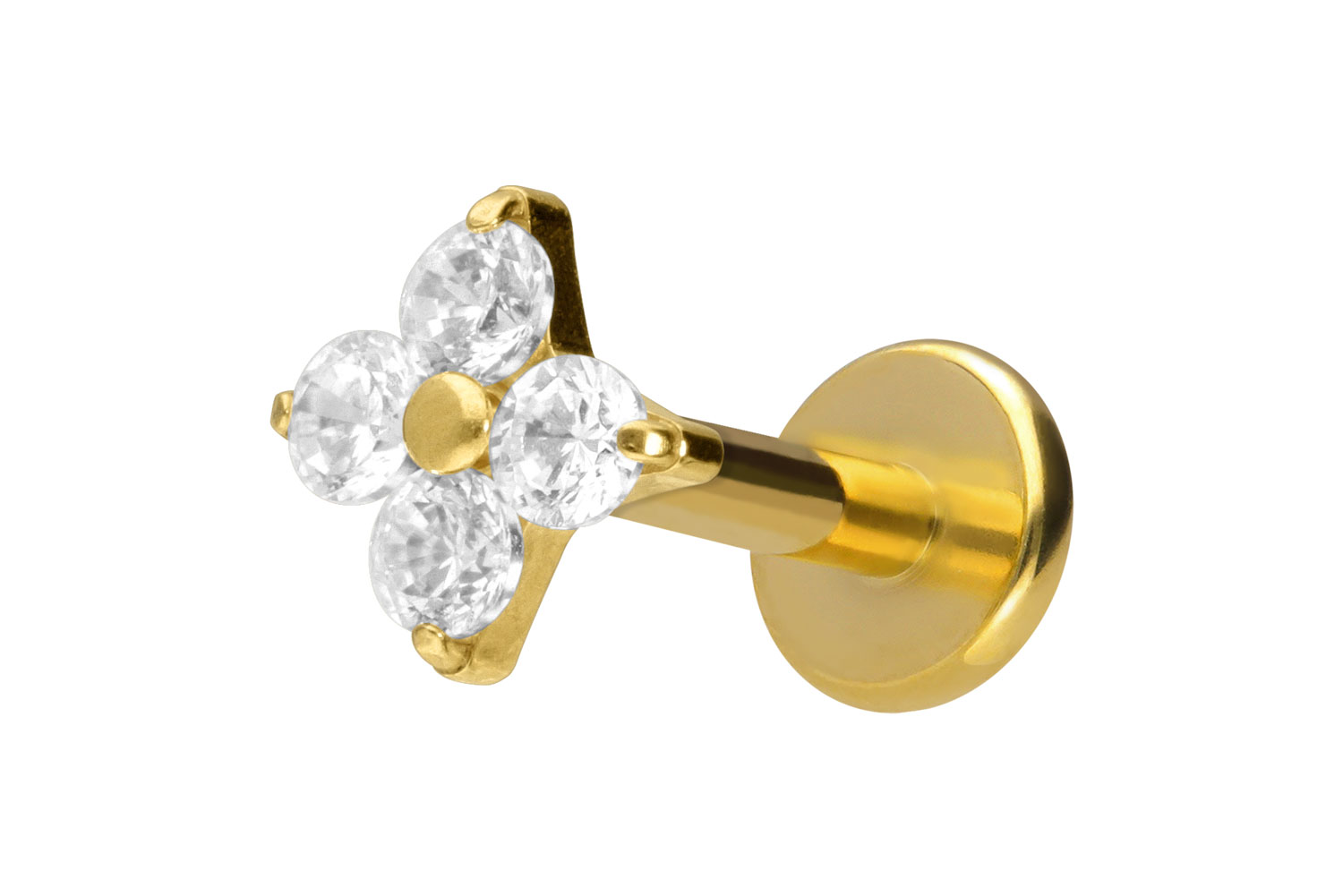 Titan Labret Piercing mit Innengewinde KRISTALLBLUME